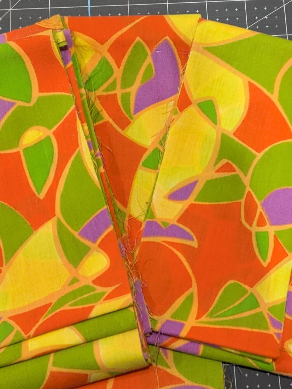 Vibrant Abstract Cotton Fabric in 12 - 3.5" Wide Strips Total - Unused